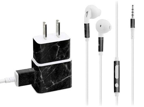 Black Marble Phone Charger Skin